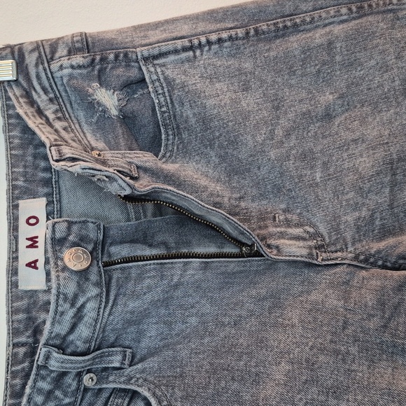 Anthropologie AMO Chloe Crop Jeans Opal Straight Leg High Waisted Acid Wash - Picture 10 of 11